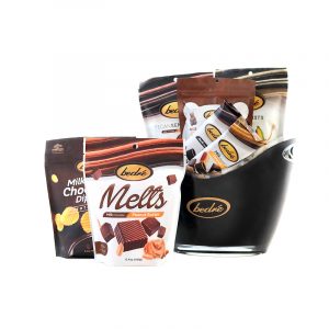 ice bucket gift set with an assortment of chocolate products