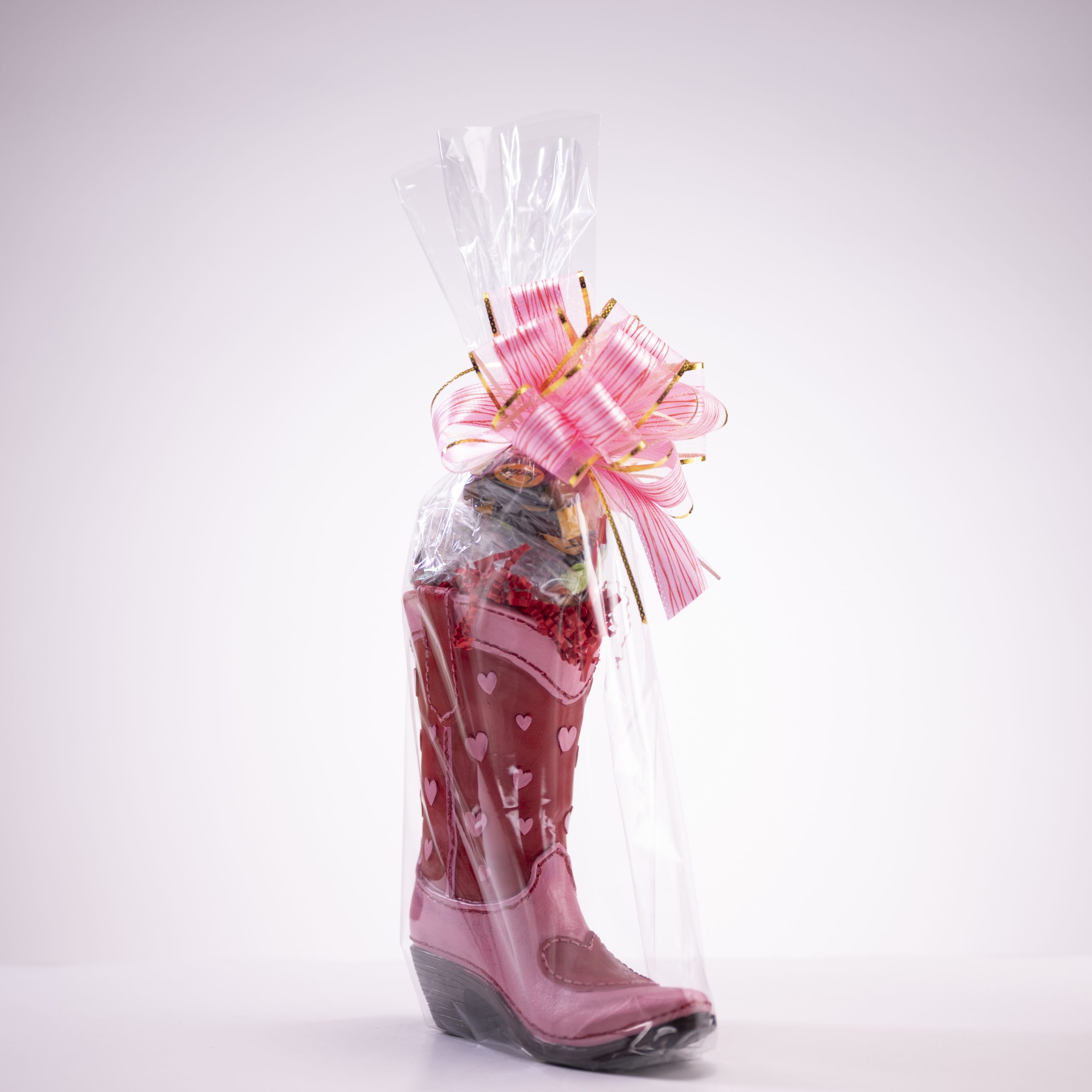 Red Boot with Pink Hearts Large